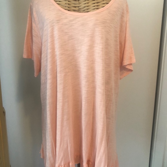 Cupio Woman blush T Shirt Peach Color Ruffle Hem 3X. NWT $48 - Picture 10 of 11